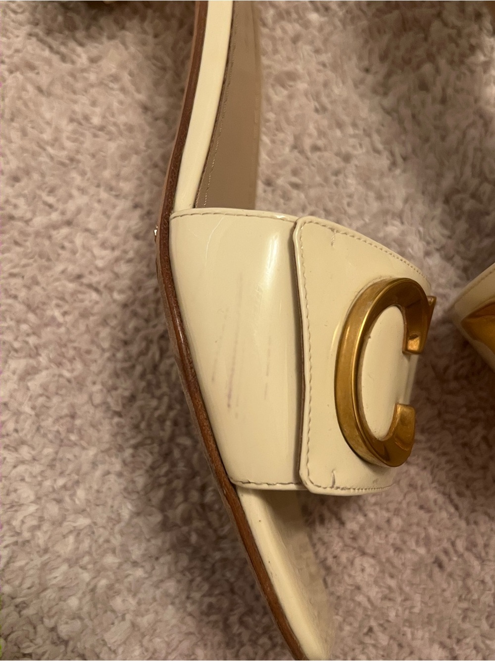 Dior Cream Leather Slide Mules with Gold CD Emblems - Picture 7 of 9